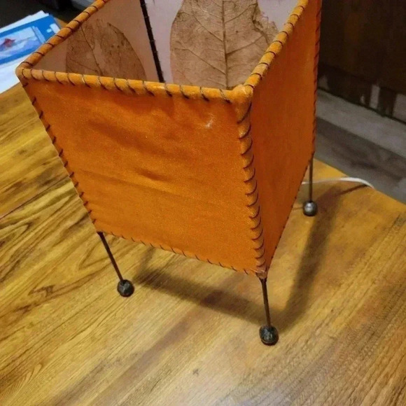 Art Deco Hand Made Accent Lamp  Fabric & Leaves Original - Picture 4 of 10